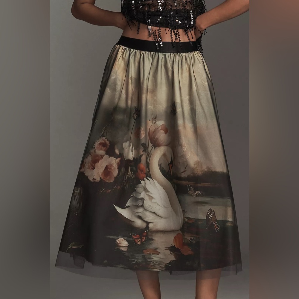 NWT! By Anthropologie Wondernight Midi Skirt - Size XXS 🪇